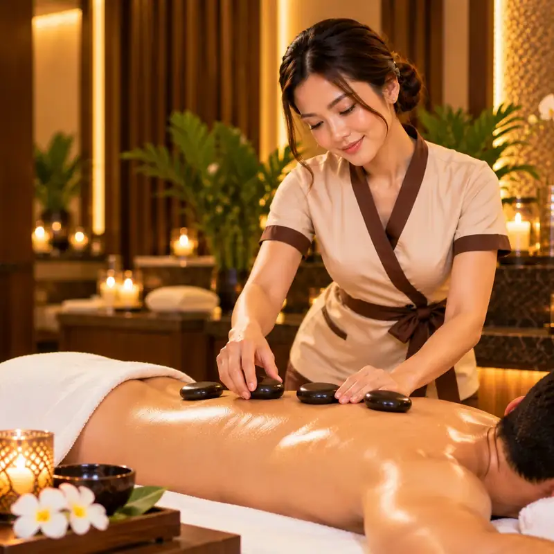 Hot stone massage at Rosette Spa