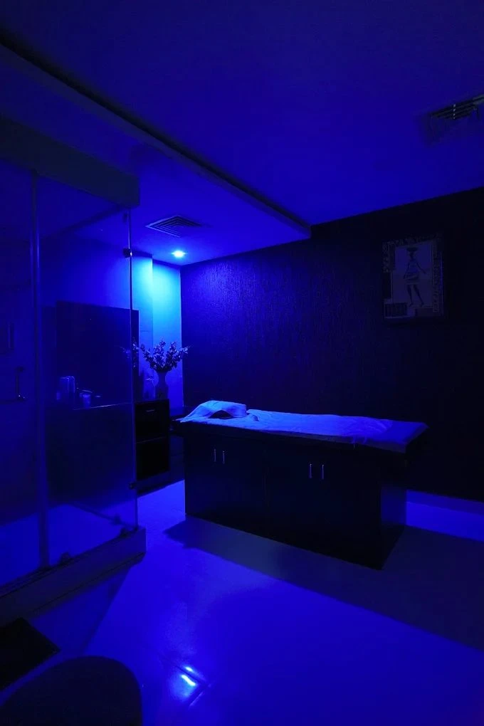 Mood-lit therapy room at Alma Thai Spa